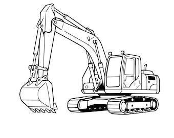 Graafmachine SVG PNG– Construction Truck Digger voertuig gesneden bestand voor kinderen verjaardag, afdrukbare Cricut & silhouet ontwerp, Instant Download