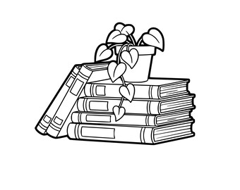 Boekenstapel met plant SVG: Cosy Reader-clipart