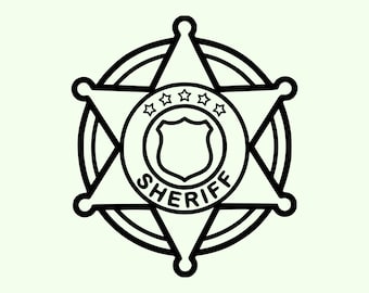 Westerse sheriff badge SVG PNG, cowboy ster badge gesneden bestand, plaatsvervangend sheriff ster clipart, sheriff embleem ontwerp voor Cricut silhouet