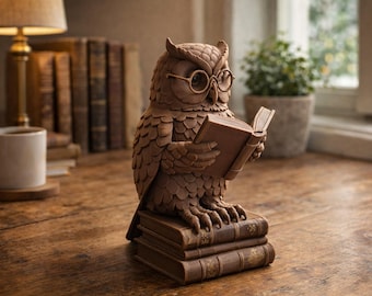Eule lesen STL - Regal Dekor 3D Print Datei