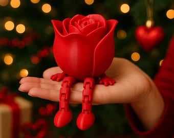 3D Printed Articulated Rose Figurine – Christmas & Valentine’s Day Edition