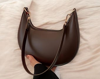 女性用ラグジュアリーなムーンシェイプショルダーバッグ｜エレガントなレディハンドバッグ