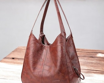 レディースショルダーバッグ｜大容量マーブルグレインハンドバッグ