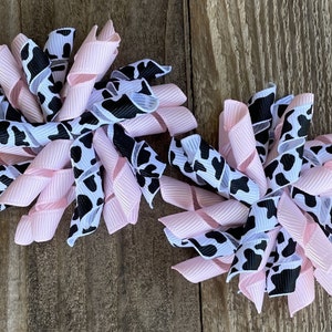 Noeud en poil de vache : Noeud à cheveux anniversaire fille ~ Noeuds en queue de cochon Korker ~ Noeuds à imprimé animal