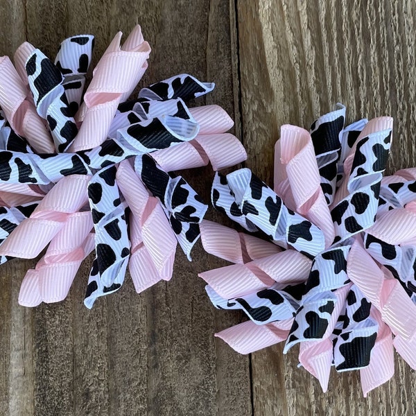 Cow Korker Pigtail Hair Bows~Korker Hair Bows for Pigtails~Toddler Hair Accessories~Cow Birthday Hairbow~Farm Hair Accessories~Hair Bow