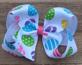 Easter Hair Bow~Hairbows for Easter~Hair Bows for Girls~Easter Egg Hair Bow~Large Easter Bow~Hairbows for Girls~Boutique Hair Bow~Hairbows