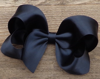 SATIN Hair Bows for Girls ~ Black Hair Bow ~ Wedding Hair Bows ~ Flower Girl Hairbow ~ Dance Hair Bows ~ Pageant Bows ~ Christmas Hair Bow~