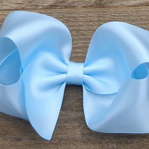 SATIN Hair Bows for Girls ~ Light Blue Hair Bow ~ Princess Birthday Hair Bow ~ Dance/Pageant Hairbows ~ Flower Girl/Wedding Hair Bows~