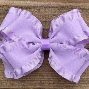 Double Ruffle Hair Bow ~ Lavender Hairbow ~ Girl Birthday Hair Bow ~ Baby Hair Bow on Headband ~ Bows for Toddler/Baby~ Hairbows for Girls~