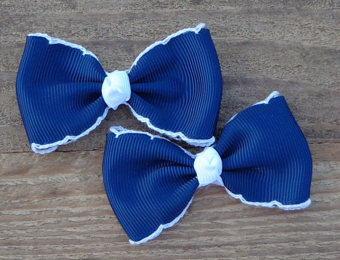Navy and White Hair Bows for Girls Bows for Girls School Uniform Hair