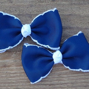 Navy and White Hair Bows for Girls ~ Bows for Girls ~ School Uniform Hair Bows ~ July 4th Hair Bows ~ Toddler/Pre-school Bows ~ Hairbows