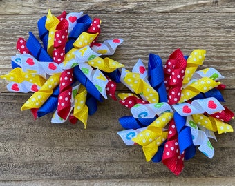 Korker Hair Bows: ABC 1st Day of School Pigtail Bows