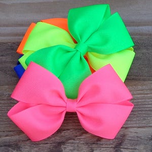 NEON Hair Bows for Girls ~ NEON Hair Clips ~ NEON Bows for Girls ~ Hairbows for Girls ~ Birthday Girl Hair Bow ~ Hair Bow for Dance ~