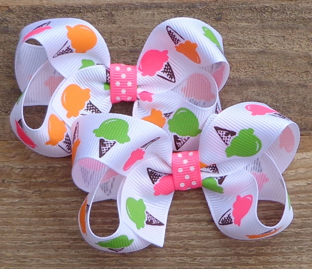 Ice Cream Hair Bowhair Bow for Girlspigtail Hair Bowneon Etsy