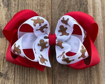 Gingerbread Hair Bow for Girls ~ Christmas Hair Bow ~ Red Christmas Hair Bow ~ Bows for Girls ~ Toddler Christmas Hair Bow ~ Baby Headbands