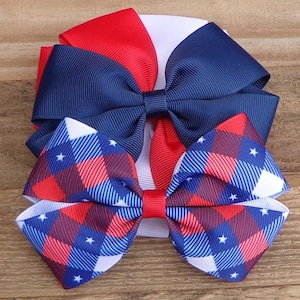 July 4th Hair Bow for Girls ~ Grosgrain Hair Bow ~ Patriotic Hair Bows ~ 4th July Hairbows~ Hair Clips for July 4th ~ Back to School Hairbow
