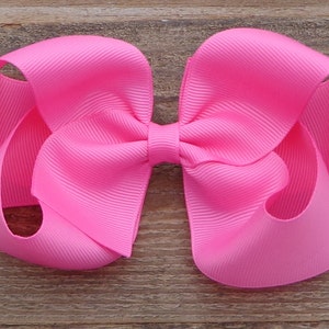 Hot Pink Grosgrain Hair Bow: Girls Alligator Clip, 4-5 inch
