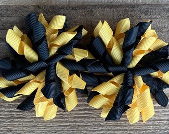 Back to School Hair Bow:  Black & Gold Korker Hairbow