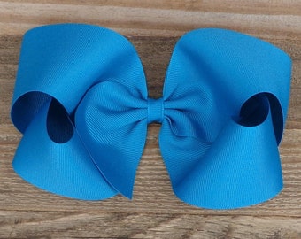 Big Boutique Hair Bow~Saphire Blue/Green Hair Bow~M2M Matilda Jane Hair Bows~Boutique Hair Bow~Hair Bows for Girls~Solid Color Hair Bows~