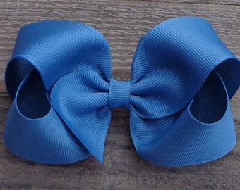 Boutique Hair Bow~Denim Blue Hair Bow~Medium/Large Boutique Bow~M2M Matilda Jane~Easter Hair Bow~Blue Hair Bow~Hair Bows for Girls~Hairbow