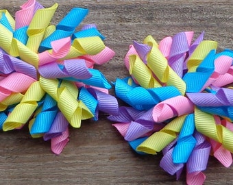 Easter Korker Hair Bow: Pastel Pigtail Bow