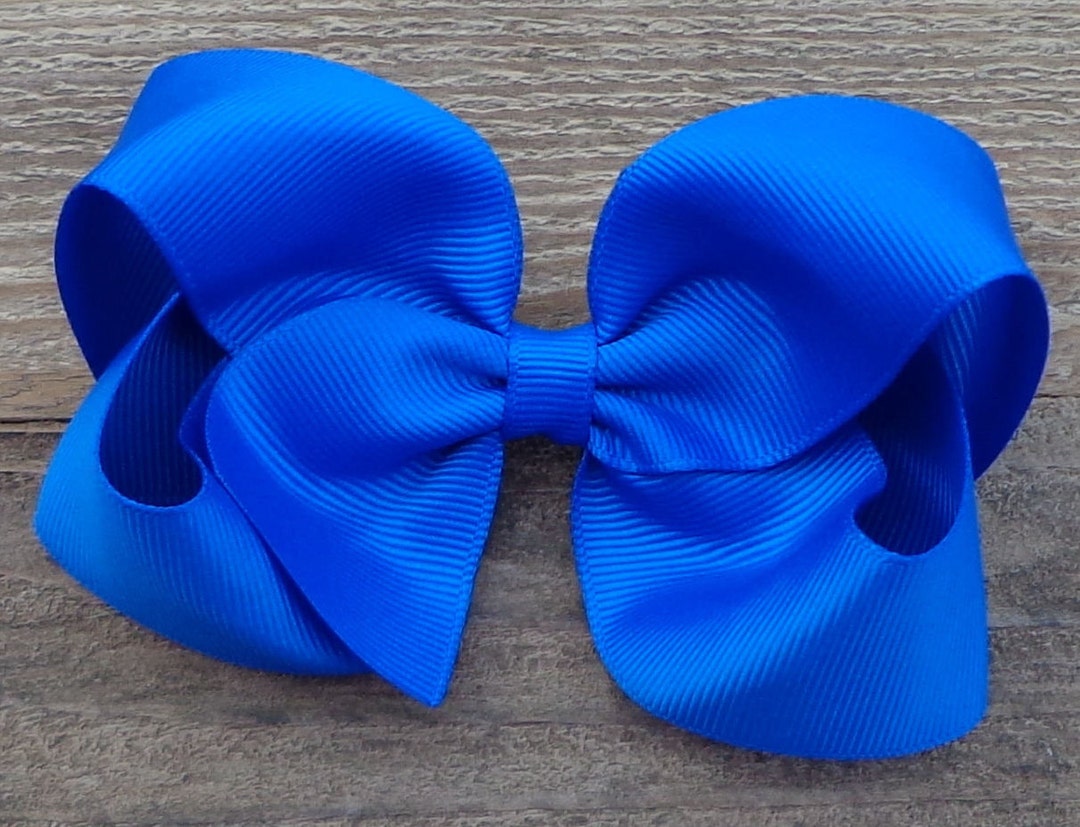3. Large Royal Blue and Yellow Hair Bow - wide 6
