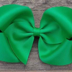 XL Boutique Hair Bow~Green Hair Bow~Extra Large Boutique Hair Bow~Simple Hair Bow~Basic Hair Bow~Texas Size Hair Bows~Large Boutique Bow~