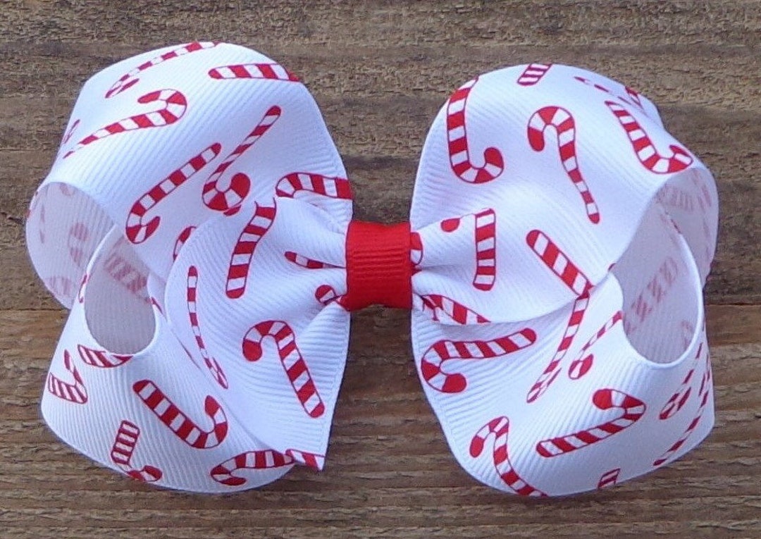 Christmas Hair Bow: Red & White Candy Cane Hairbow ~ Alligator Clip or ...