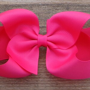 Shocking Pink Hair Bow: Grosgrain Ribbon Boutique Bow