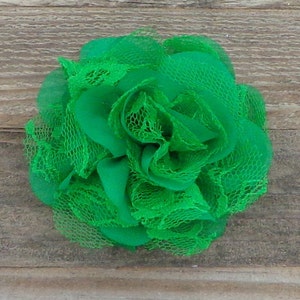 Green Chiffon Lace Flower Hair Clip: