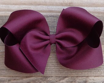 Burgundy Grosgrain Hair Bow: Extra-Large Twisted Boutique Style