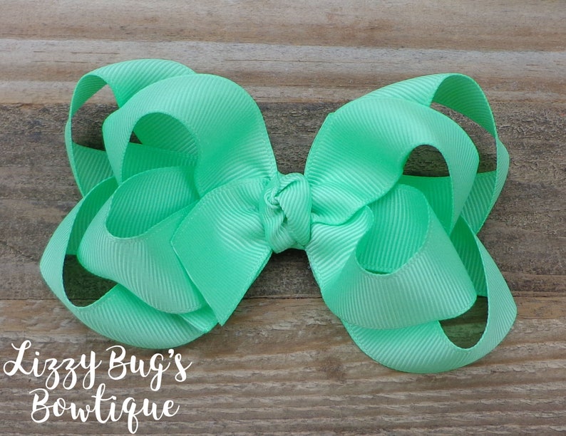 Mint Green Hair Bow~Hairbows for Girls~Toddler Hair Bow~Pastel Hair Bows~Solid Color Hair Bows~Hair Accessories for Girls~4 Hairbows~Bows