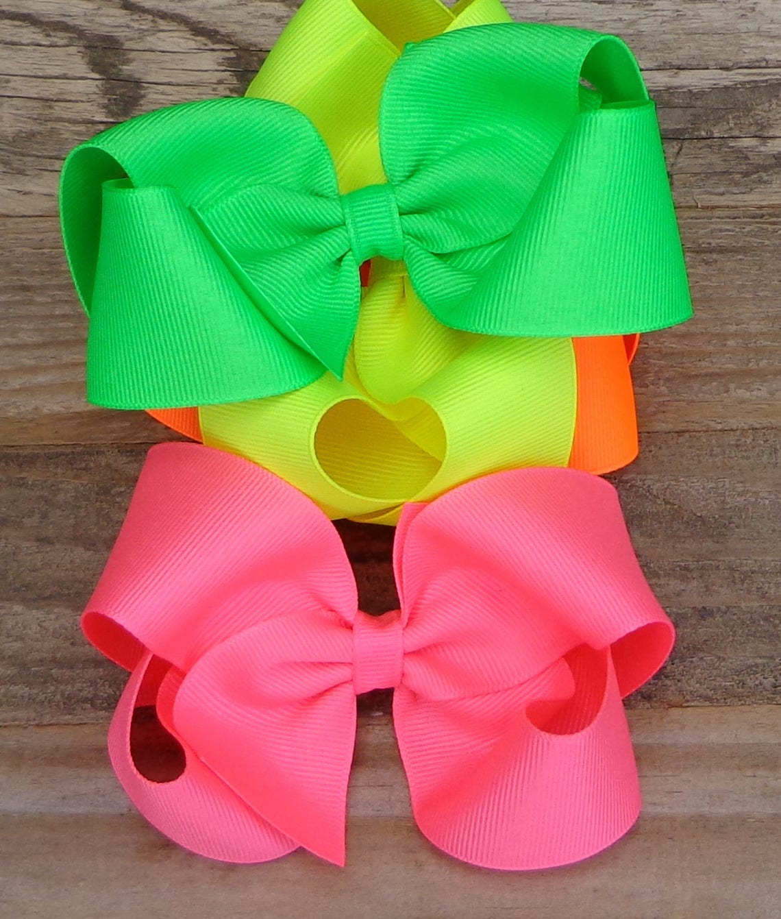 NEON Hair Bows for Girls SET of 4 NEON Hair Bows Bows for Girls