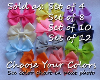 YOU PICK COLORS Hair Bow Bundle for Girls~3 Inch Hair Bow~Toddler Hair Bow~Hair Bow Set~Pre-School Hair Bow~Bows for Pigtails~Pinwheel Bow