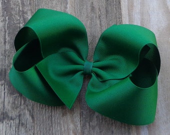 Forest Green Hair Bow: Large Grosgrain Ribbon Bow