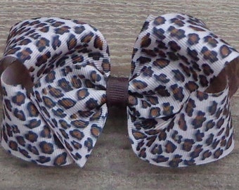 Leopard Print Hair Bow ~ Animal Print Hair Bow for Girls ~ Safari Birthday Hair Bow ~ Baby/Toddler Hair Bow ~ Baby Headbands ~ Boutique Bow