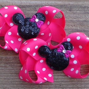 Pink Mouse Hair Bow ~ Mouse Pigtail Hair Bow ~ Mouse Birthday Hair Bow ~ Mouse Bow ~ Mouse Birthday Hair Bow ~ Hair Bows for Girls~