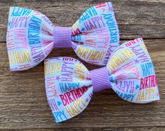 Girl Birthday Hair Bow: Hair Clips ~ Pigtail Hairbows