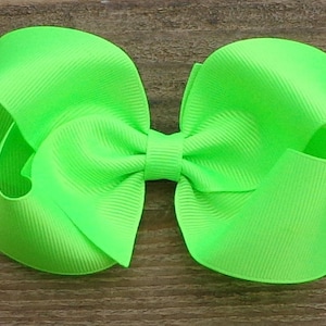 Boutique Hair Bow~Key Lime Hair Bow~NEON Boutique  Hair Bow for Girls~NEON Hair Accessories~Toddler Hair Bow~Hairbows for Girls~Hair Bow
