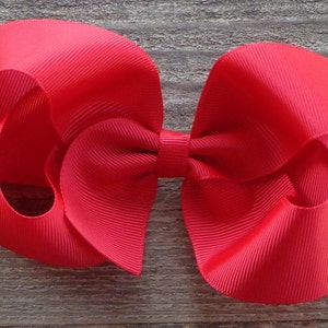 Red Hair Bow for Girls~Red Boutique Hair Bow~Christmas/Valentine/School Uniform Hair Bow~Large Hair Bow~Red Hair Clip~Girl Hair Accessories