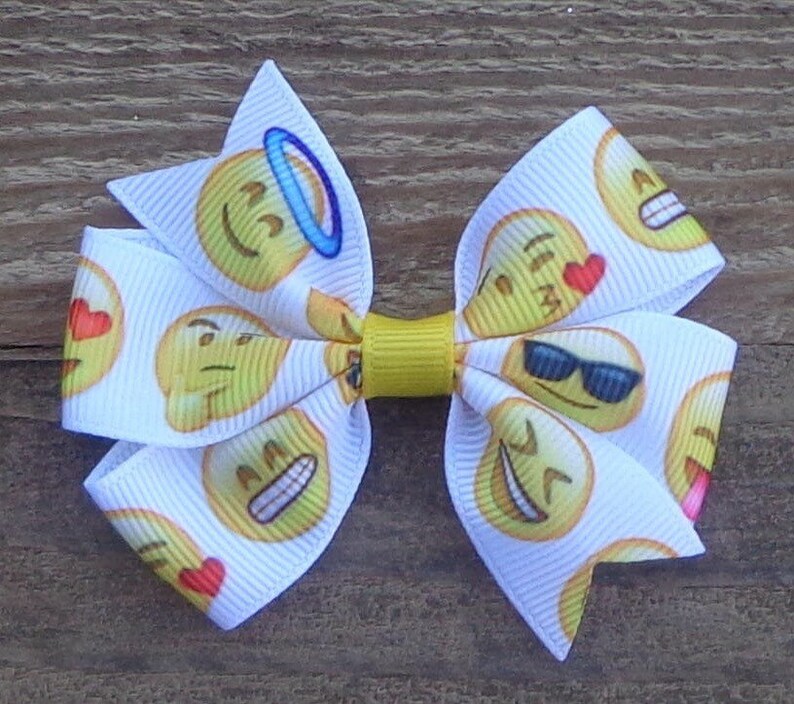 Emoji Hair Bowsmall Emoji Hair Bowhair Bows for Girlsemoji Etsy