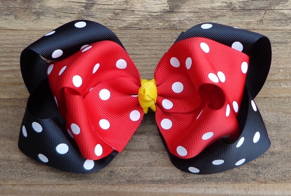 Boutique Baby Girl Hair Clips Bows Minnie Mouse Hot Pink Dots Zebra Bowtique