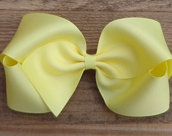 XL Maize Yellow Hair Bow: Twisted Grosgrain Ribbon Bow