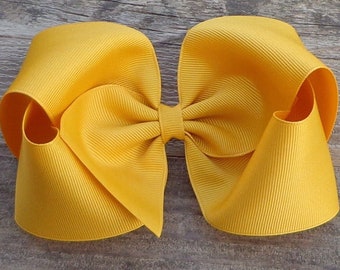 Mustard Yellow Hair Bow: Extra Large Grosgrain Fall Hairbow