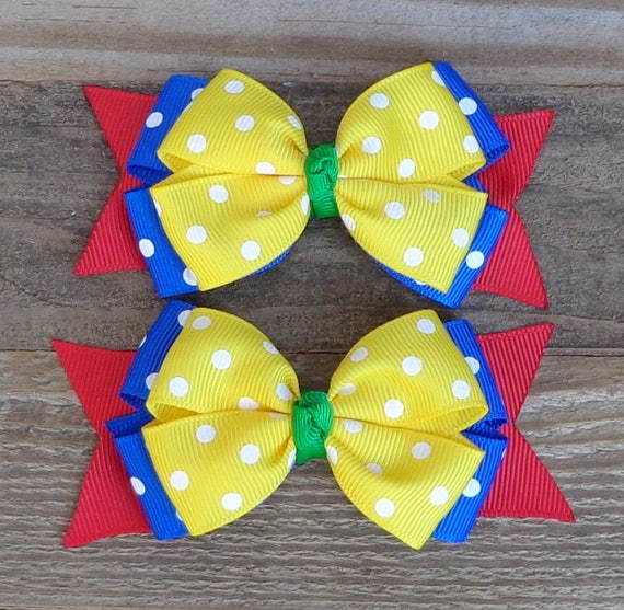 Yellow hair bow clip school colour hair accessories