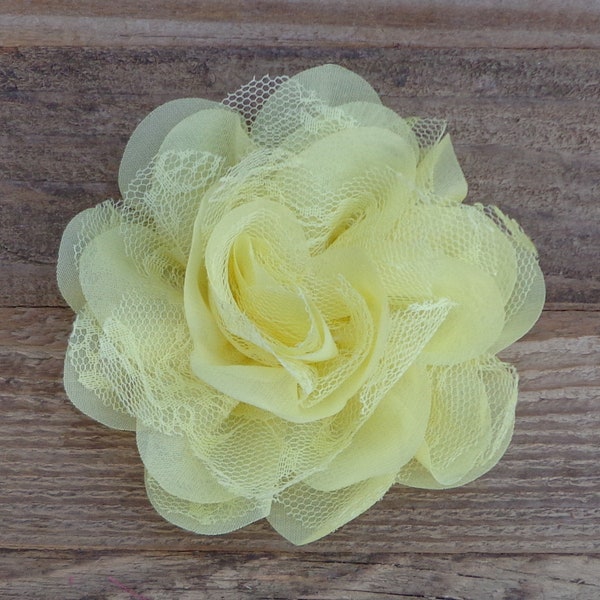 Light Yellow Chiffon Hair Flower for Girls~ Girl Hair Flowers~ Hair Clips for Girls~ Easter Hair Clip for Girls~ Wedding Hair Bow~ Hair Clip