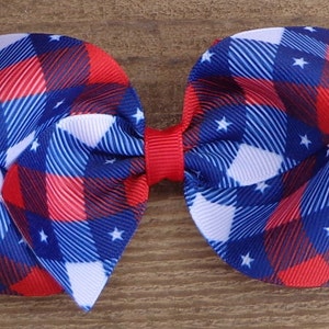 4th Of July Hair Bow for Girl ~ READY TO SHIP ~ Patriotic Hair Bow ~ School Uniform Hair Bow ~ July 4th Hair Bow ~ Toddler Hair Bow ~
