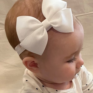 Hair Bows on Headbands for Baby ~ Baby Girl Gift ~ White Hair Bow ~ Baby Headbands ~ Hair Bows for Girls ~ Baby/Toddler Hair Bow