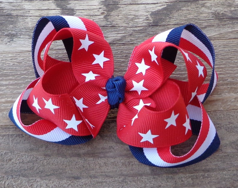 July 4th Hair Bows for Girls READY TO SHIP 4th July Etsy