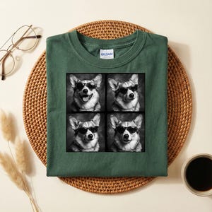 Cool Corgi Sunglasses Shirt, Funny Dog Graphic Tee, Black and White Corgi Shirt, Aesthetic Pet Streetwear, Trendy Dog Lover Gift image 6